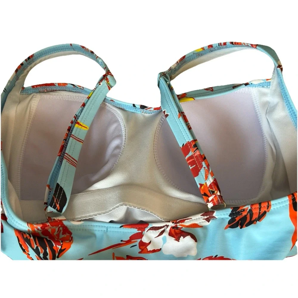 Ekouaer Womens 1 Piece Floral &‎ Blue Swimsuit Medium Beach Resort Cruise Modest